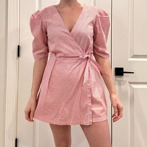 MINKPINK Red & White Checkered Romper Skort SMALL